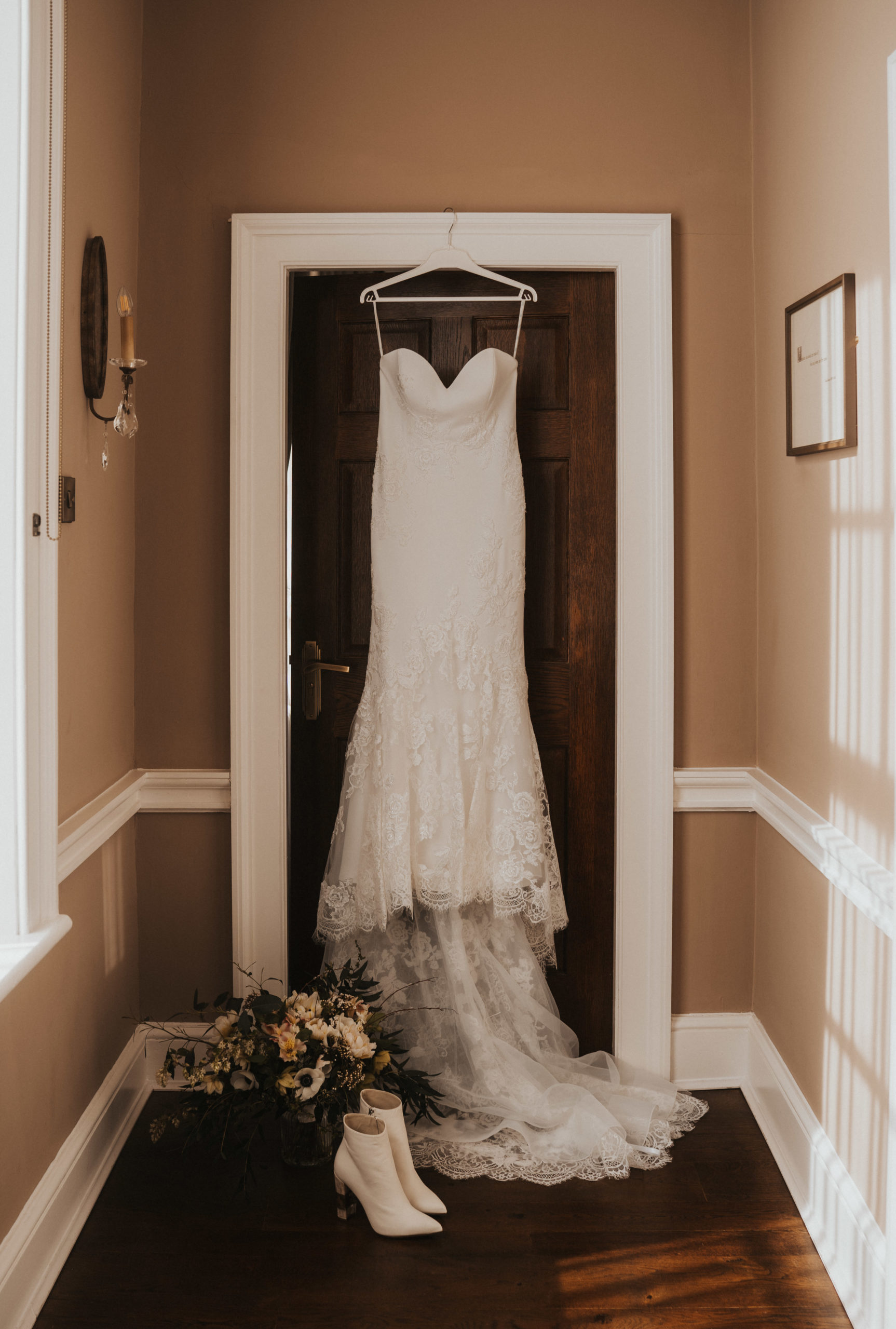wedding dress at hawkstone hall