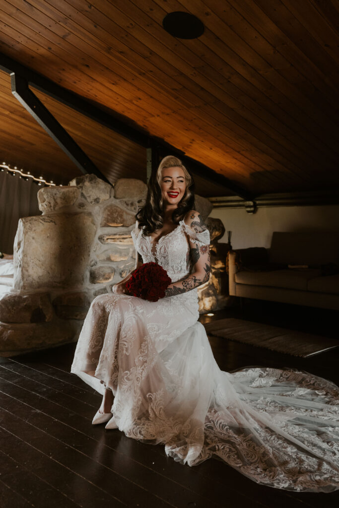 alternative wedding photographer capturing cool brides wedding prep using the natural light and moody tones at willow marsh farm