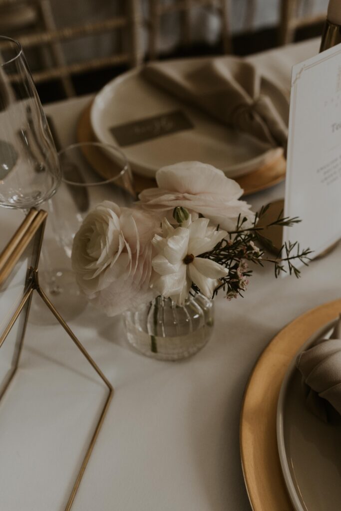 charming English wedding breakfast decor with blush pinks and neutral colour scheme at Davenport house