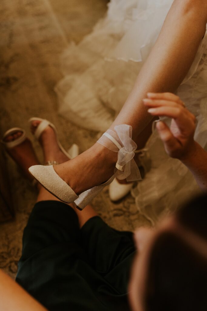 Charlotte mills wedding shoes with attachable bow