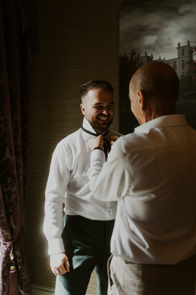 relaxed wedding photographer based in Yorkshire capturing the grooms candid wedding morning 